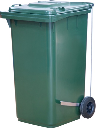 Мусорный контейнер п/э 240л. с педальным приводом Г-образным зелёный